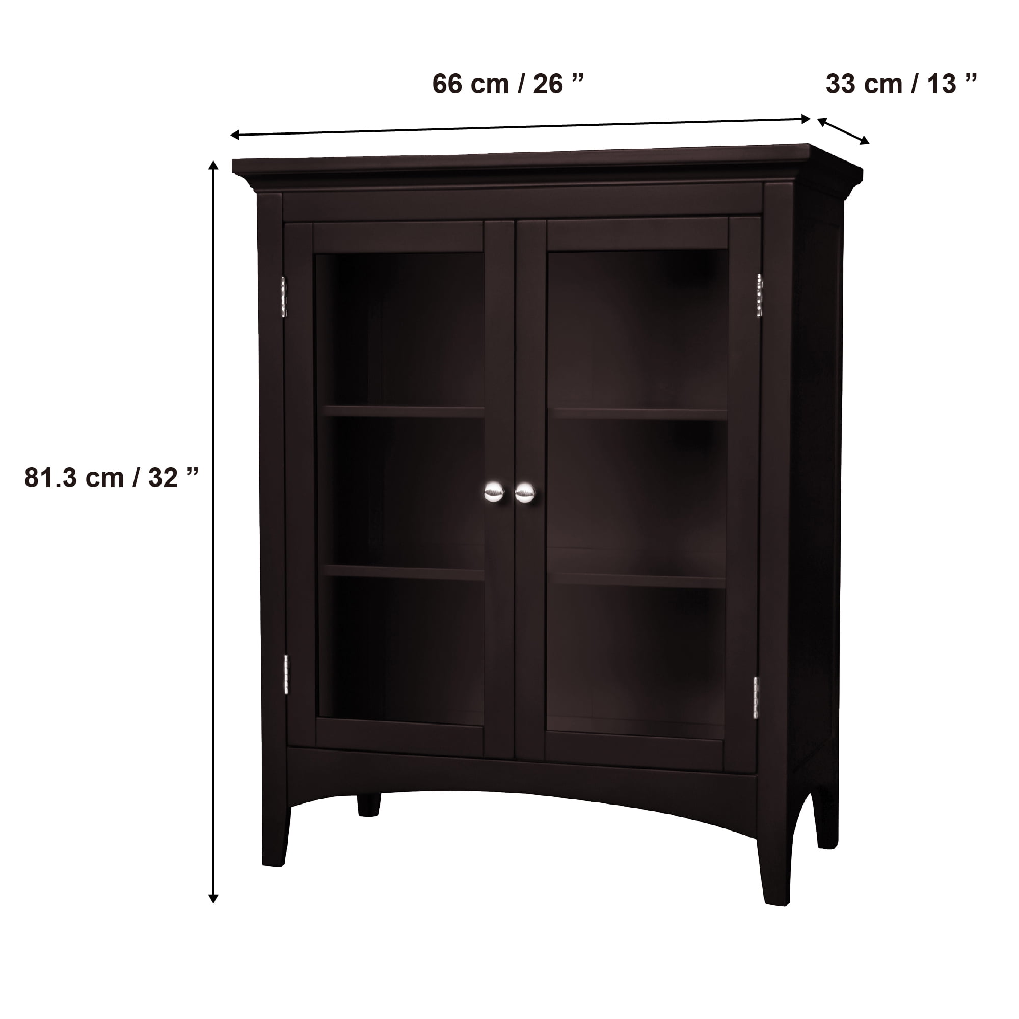 Teamson Home Madison Freestanding Storage Floor Cabinet with Glass Doors and Adjustable Shelves
