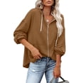 thumbnail image 1 of Pntutb Moda Mujer Cremallera Cuello en V Jersey tops Blusa de manga larga con capucha Sudadera Pntutb Pntutb-2978, 1 of 7