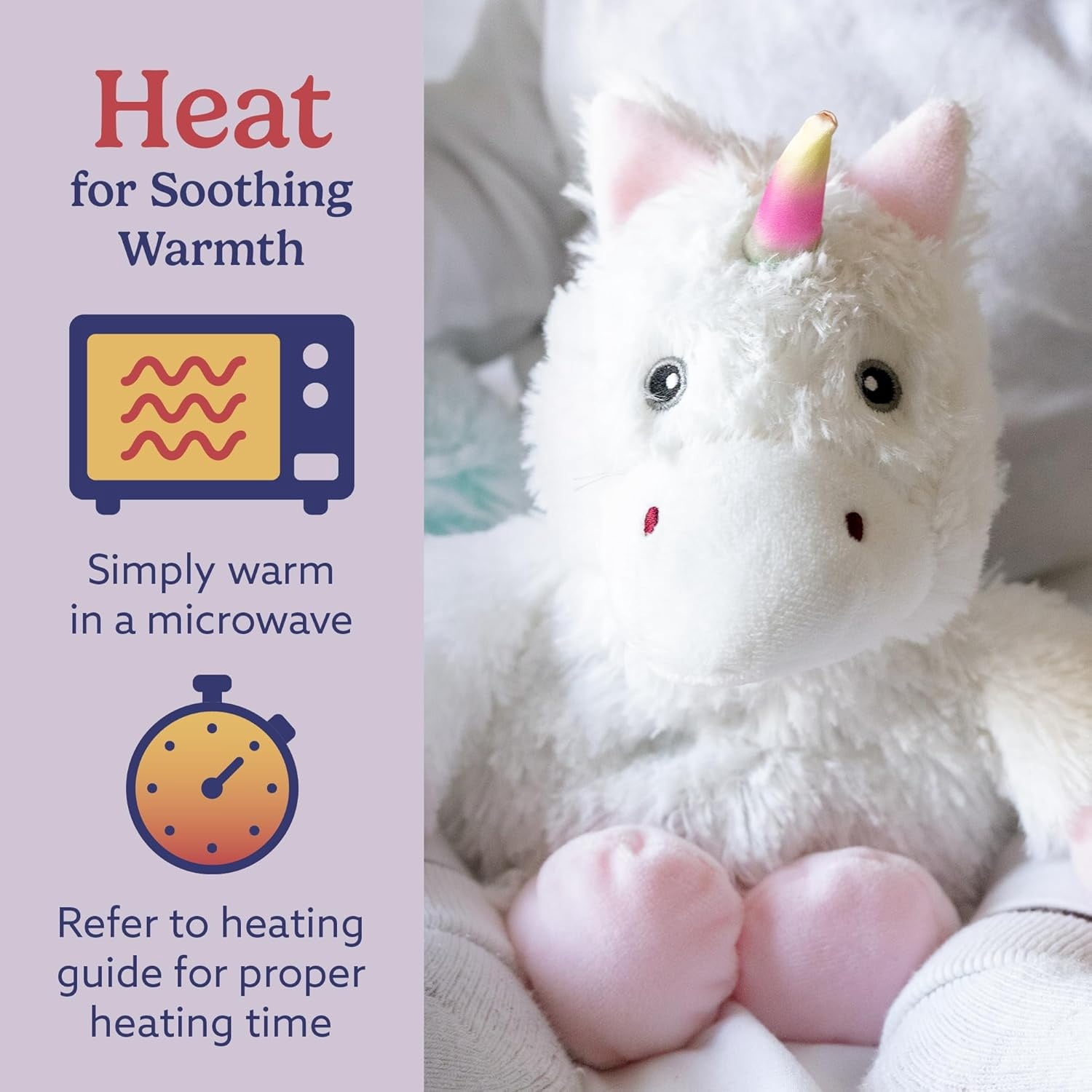 Warmies White Unicorn Weighted Plush, Microwavable Heated Stuffed Animal, Lavender Scented, 1 Count