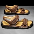 thumbnail image 6 of Mostsola Mens Open Toe Sandals Sport Casual Leather Handmade Sandals Adjustable Fisherman Beach Shoes, 6 of 7