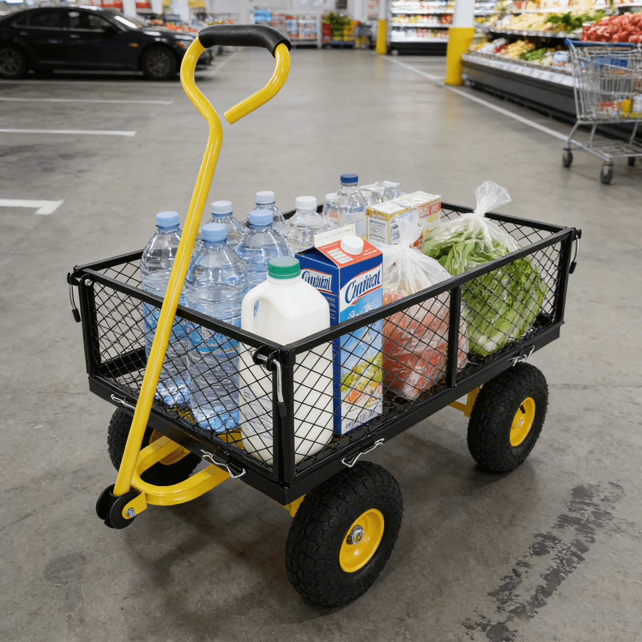 Heavy-Duty Garden Dump Cart, 660lbs Capacity Wagon Cart with Inflatable Tires, Utility Truck for Firewood, Debris & Gardening Transport