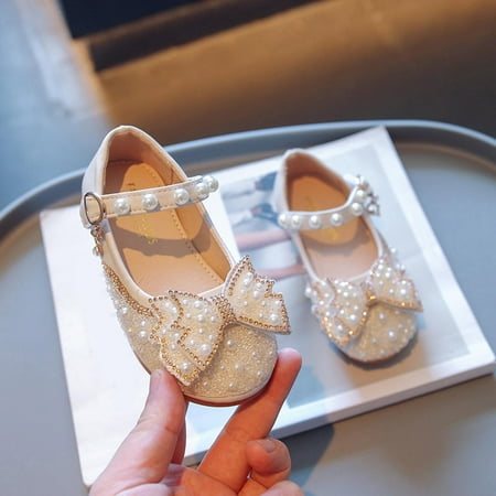 

Cathalem Size 8 Girls Winter Boots Fashion Four Seasons Children Casual Shoes Girls Flat Pearl Rhinestone Bow Quilted Boots Beige 4 Years