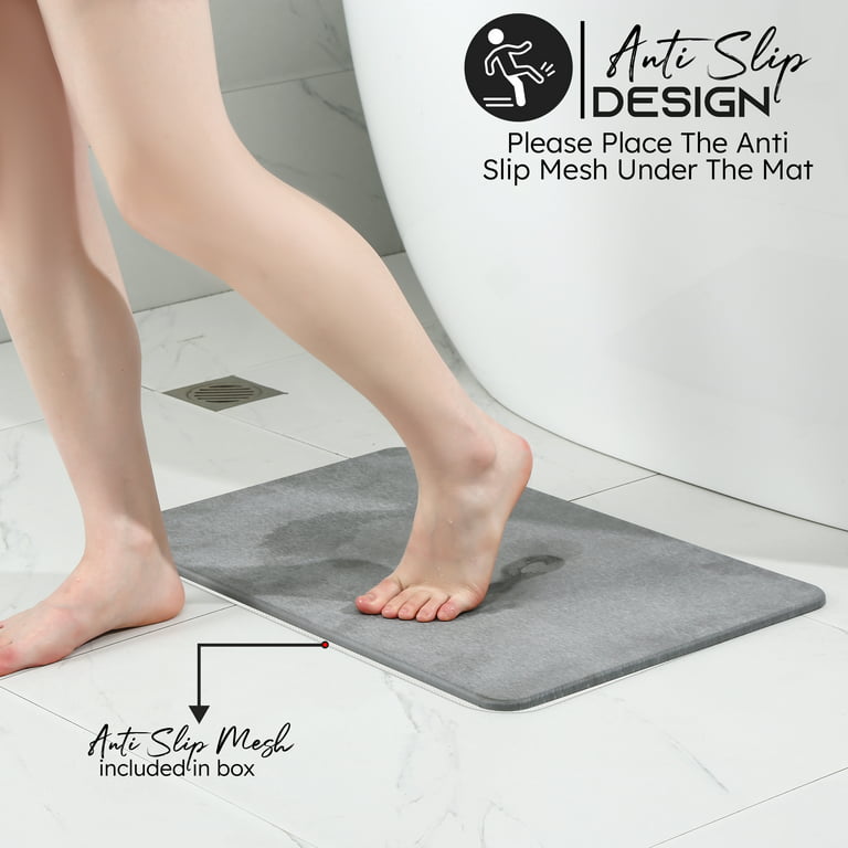 Super Absorbent Quick-Dry Bath Mat: Non-Slip, Diatomaceous Earth