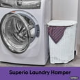 thumbnail image 7 of Superio Corner Laundry Hamper Basket With Lid 50 Liter, White Wicker Hamper - Durable, Lightweight Bin With Cutout Handles, Storage Dirty Clothes, Space Saver Curved Shape Design, 7 of 7