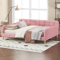 thumbnail image 2 of Euroco Upholstered Queen Size Daybed, Linen Sofa Bed, Pink, 2 of 10