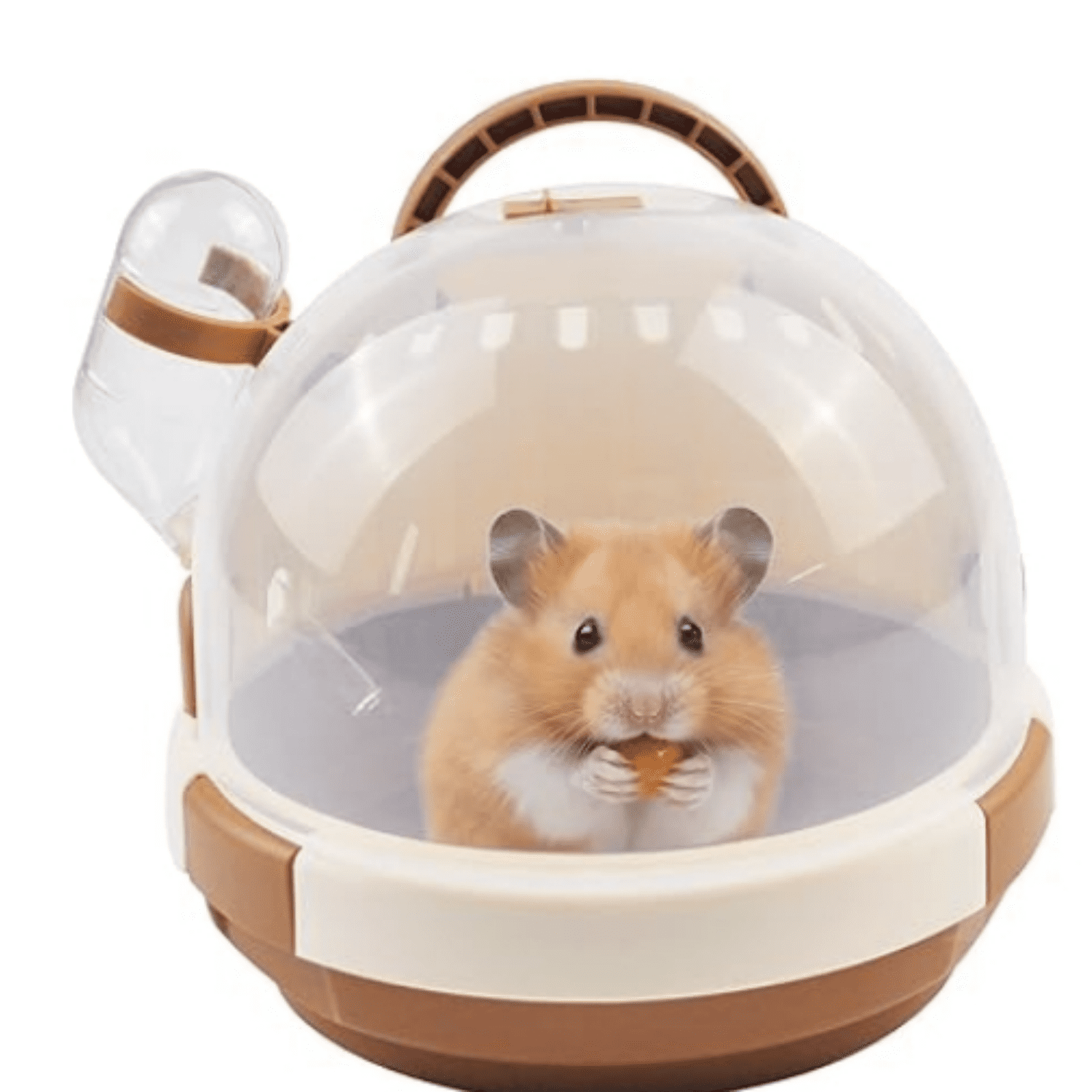 Hamster Carrier Cage Portable Cages Small Animals Carry Travel Case with Water Bottle Plastic Breathable Guinea Pig Outgoing Cage for Dwarf Hamster Ferret Chinchillas Hedgehog (Brown)