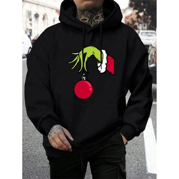 Men's Green Monsters Get Christmas Gifts Sweatshirts, Casual Tops, Daily Hoodies Christmas Clothes (S-3XL)