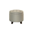 thumbnail image 3 of Benzara Button Tufted Wooden Round Storage Ottoman Upholstered In Fabric, Yellow & Brown-Color:Beige, 3 of 5