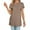 Khaki, variant on Women's Round Neck Solid Color T-Shirt Side Slit Casual Short-Sleeved Summer Sports Tunic Top