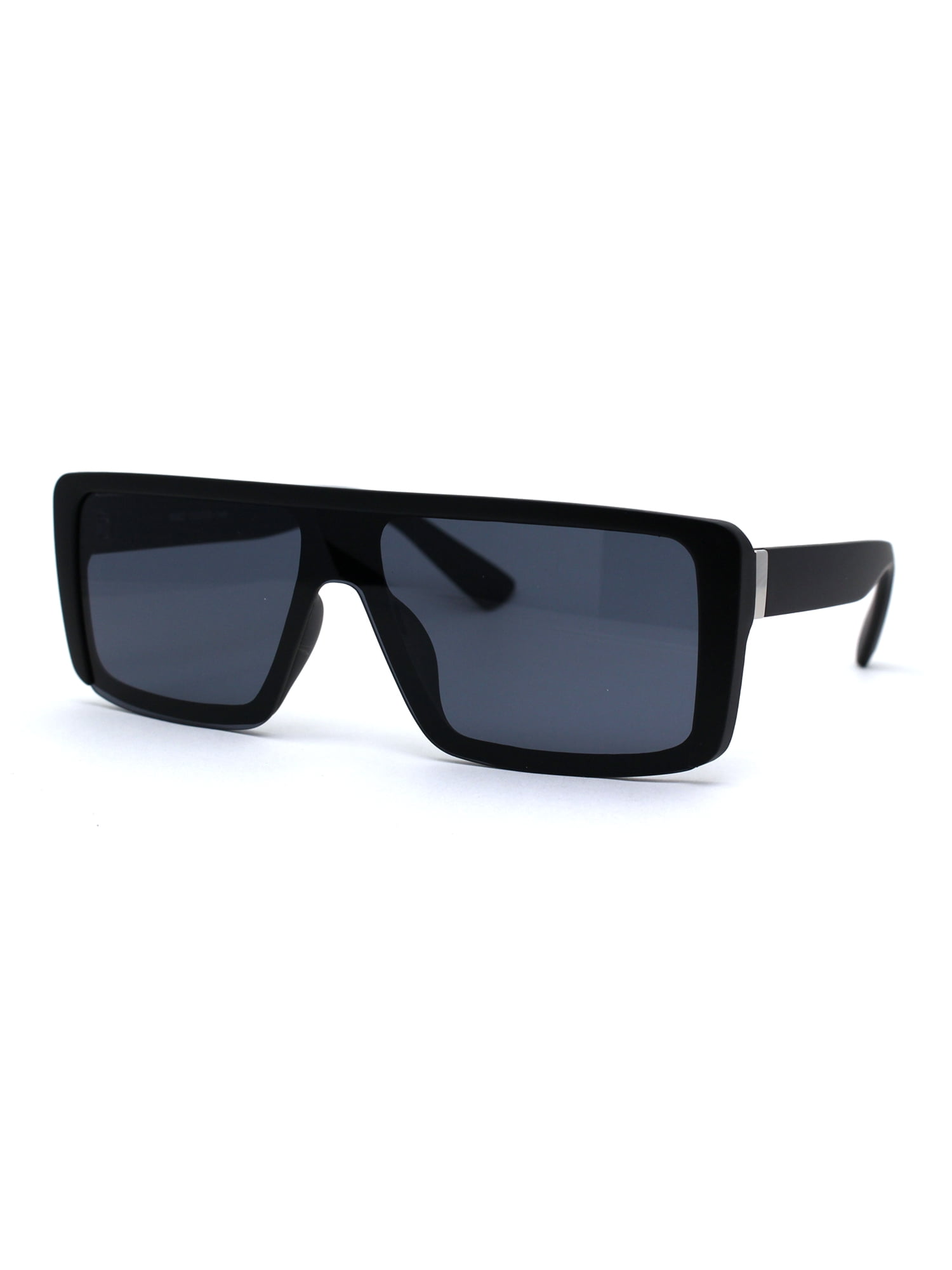 SA106 Mens Mobster Half Plastic Flat Top Shield Retro Sunglasses Matte Black