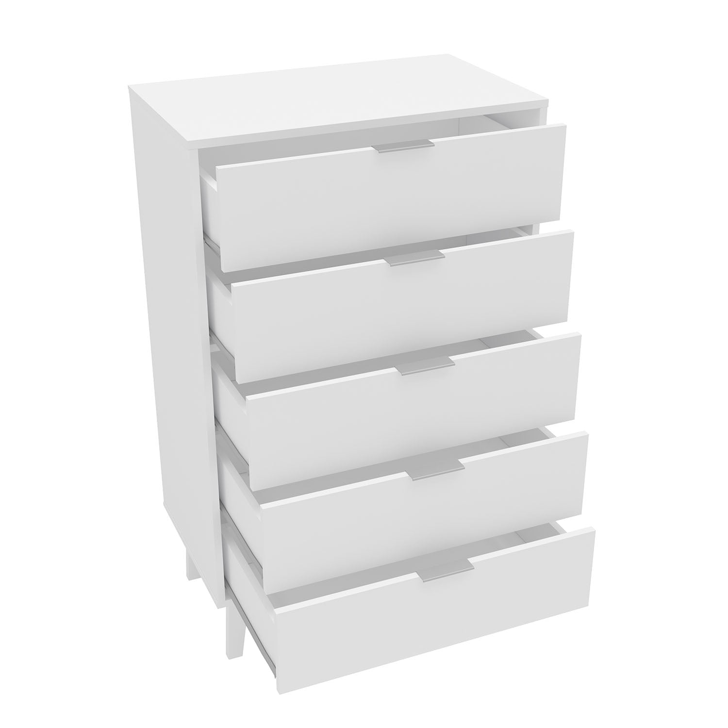 Polifurniture Victoria Modern 5 Drawer Wood Dresser, White