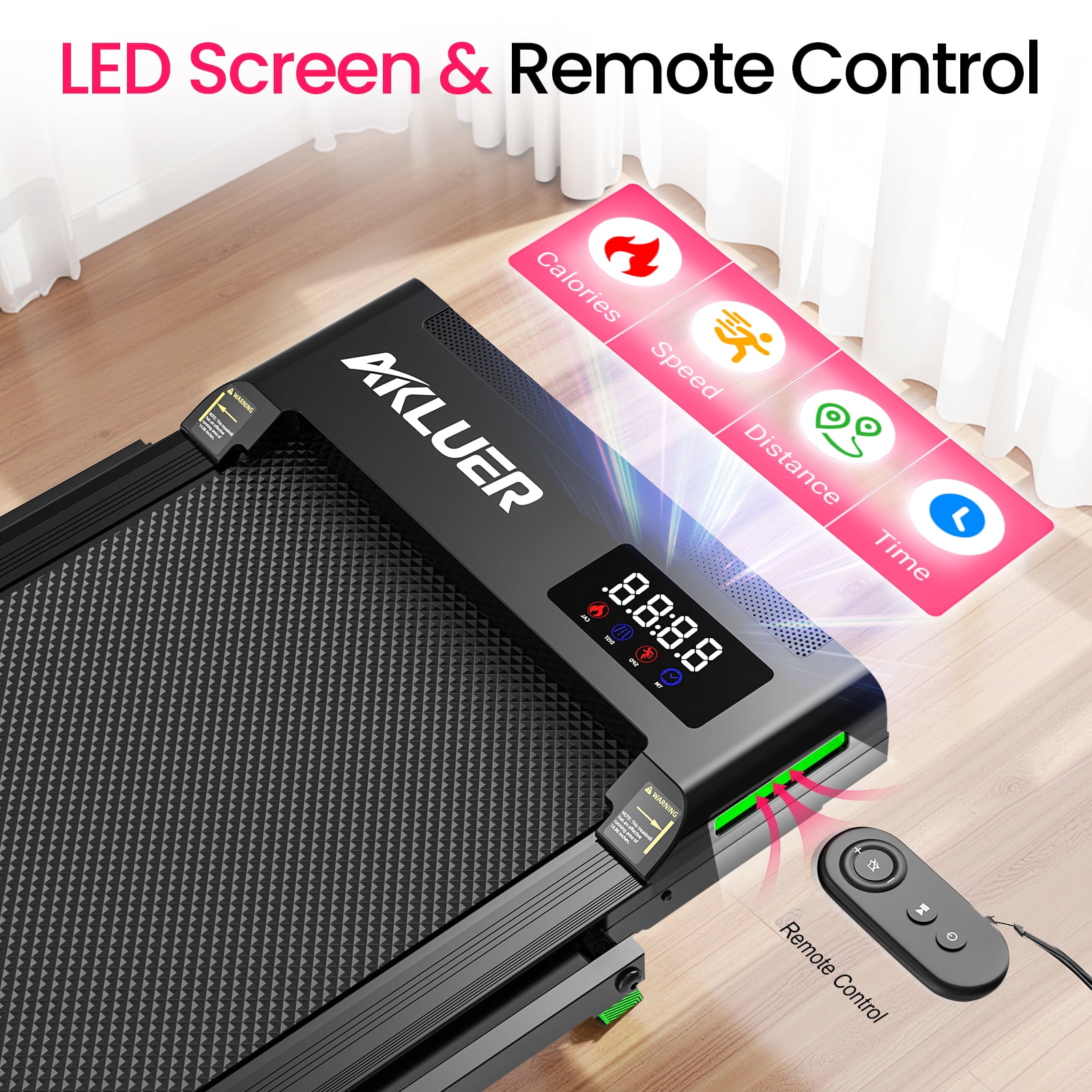 AKLUER H03 Walking Pad, Folding Treadmill with Tablet Holder for Home Office, Under Desk Treadmill with LED Display & Remote Control