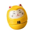 thumbnail image 5 of colcolo Ceramic Lucky Cat Figurine Tumbler Doll Adorable Accessories 1.4x1.4x1.5inch Yellow, 5 of 8