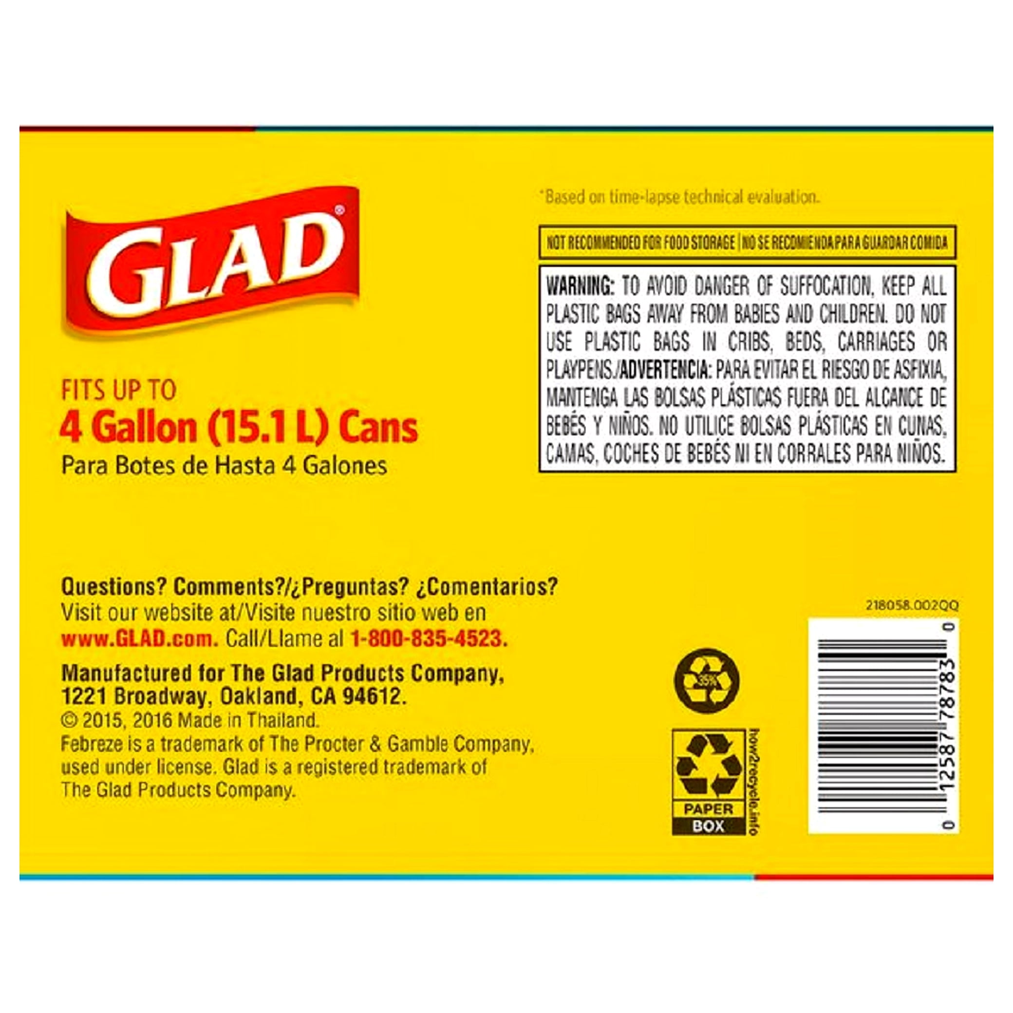 Glad 4-Gallons Small Trash Bags, 156 Count
