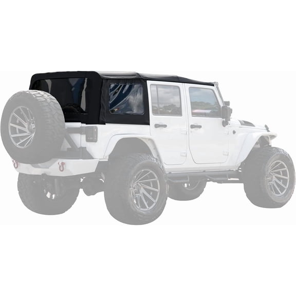 kimllier Soft Top with Tinted Rear and Side Windows Black Diamond Replacement for Wrangler JK 2 Door 2010-2017