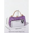 thumbnail image 6 of REMANLAND Women's Sparkling Rhinestone Fringe Evening Handbag with Top Handle and Chain Strap, Purple, 6 of 8