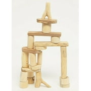 Wooden Tree Blocks Barkless 21 Piece Real Wood Building Blocks in a Bag - 954512