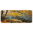 thumbnail image 1 of Leaves Kitchen Mat, Canadian Maple Trees Falling Leaves down Surrounded by Scenic Rocks Stones Foliage, Plush Decorative Kitchen Mat with Non Slip Backing, 47" X 19", Grey Orange, by Ambesonne, 1 of 1