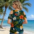 thumbnail image 4 of ASDFVBKG Womens Cold Shoulder Tops Short Sleeve Cute Sexy Summer Spring Beach Vacation T Shirts Fashion Outfits Basic Clothes Green L, 4 of 4