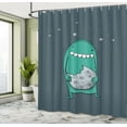 thumbnail image 5 of Ambesonne Cookie Shower Curtain, Monster with Sharp Teeth, 69"Wx75"L, Slate Blue Sea Green, 5 of 5