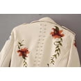 thumbnail image 3 of DoYBSelf Women Floral Print Embroidery Turndown Collar Pu Biker Leather Jacket, 3 of 5