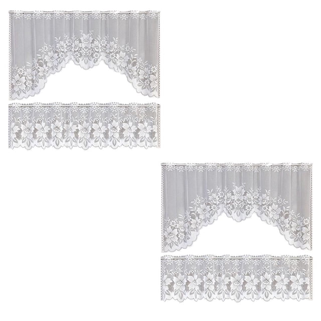 Cortina de ventana Bearachild 2X de encaje de Fibra 160x60cm 160x30cm decoración interior
