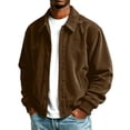 thumbnail image 2 of Men Lapel Collar Corduroy Button Jacket Long Sleeve Vintage Cargo Outer Coat with Pocket, 2 of 7