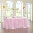 thumbnail image 3 of 3FT Tulle Table Skirt, 2-Layer Tablecloth for Rectangle Tables or Round Tables Ruffle Tutu Table Skirts Desk Skirt For Wedding Birthday Party Cake Dessert Table Decorations, L3.2ft*H2.6ft, Multicolor, 3 of 5
