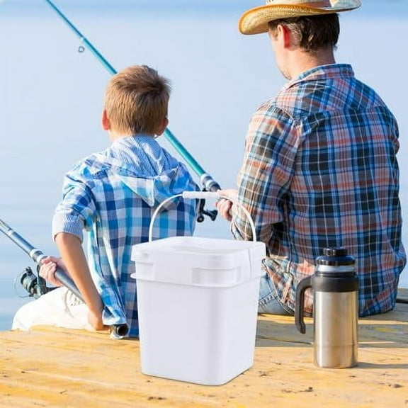 3 Gallon Plastic Bucket with Sealed Lid, 4 Pack Small White Square Bucket Pail Food Grade