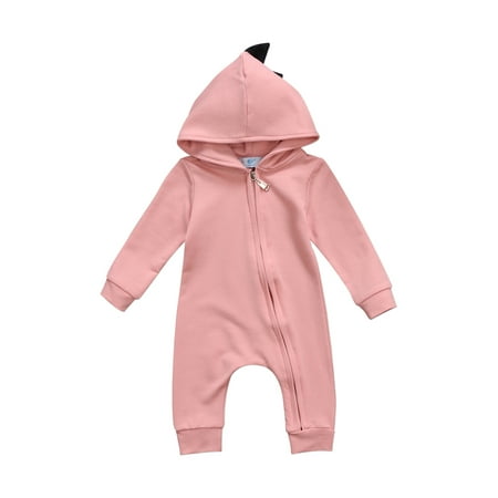 

Xiaoluokaixin Infant Boys Girls Long Sleeve Dinosaur Zipper Hoodie Jumpsuit
