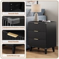 thumbnail image 2 of GIKPAL Night Stands for Bedroom Set of 2, Modern Bedside Table with 3 Drawers & Charging Station,Fluted Panel End Tables for Bedroom & Living Room, Black, 2 of 10