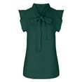 thumbnail image 4 of iHengLiXing 2025 Plus Size Tank Tops for Womens Dressy Casual Womens Tie Neck Blouses Summer Causal Ruffle Trim Sleeveless Tops Green M, 4 of 7