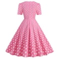 thumbnail image 3 of Women's Casual Tennis Dress Elegant Square Neck Short Sleeves Bow Design Modern Everyday Dress for Daily Wear Pink XXL, 3 of 8