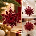 thumbnail image 5 of Velvet Christmas Tree Ornaments, Shatterproof Flocked Christmas Decorations, Burgundy Snowflakes Shaped for Xmas Holiday Home Party Decor(D), 5 of 7