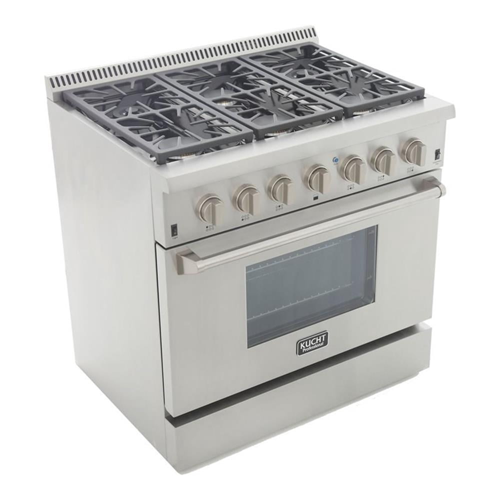 Pemberly Row 36" Dual Fuel Natural Gas Range with Knobs in Silver