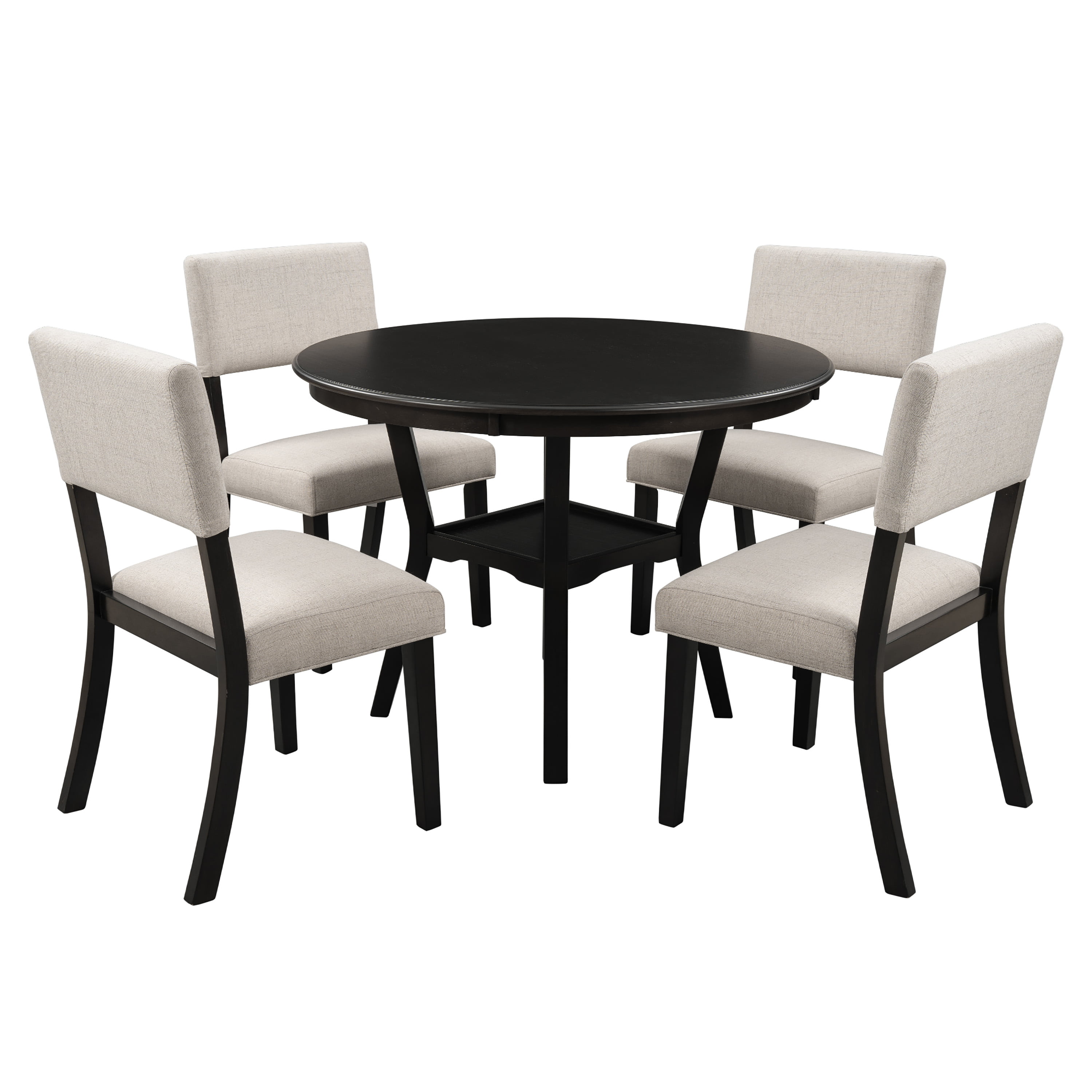 5 Piece Kitchen Dining Table Set Round, Round Dining Table Upholstered Chairs