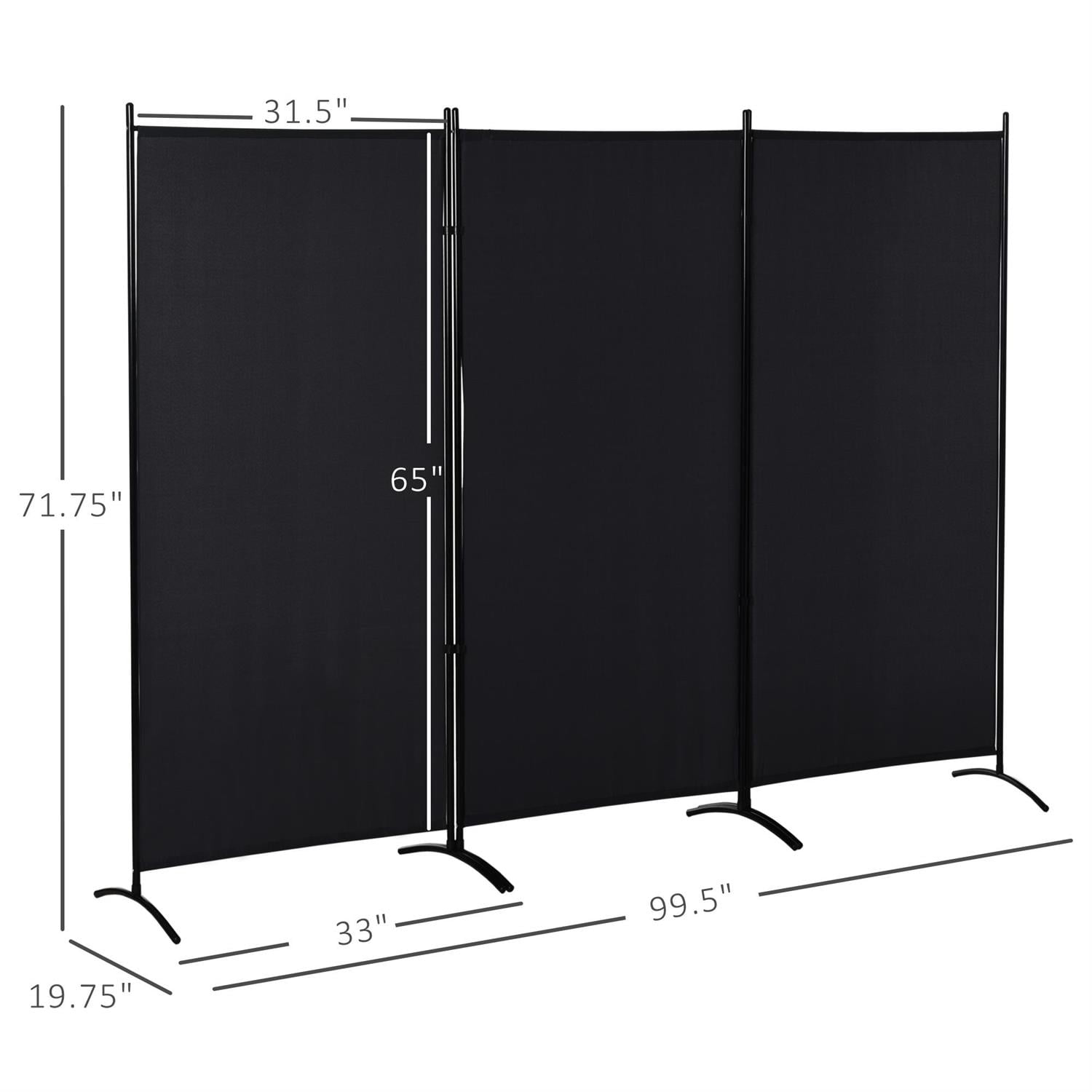 Demi Bonn 6ft Room Divider Screen, Privacy Panel for Home Office Decor, 3-Panel Design for Indoor Use, Space Separation, Black
