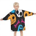 thumbnail image 3 of Halloween Colorful Spooky Elements Blanket Hoodies for Kids 6-13YR Oversize Wearable Blanket Hoodies for Boys Girls Teens, 3 of 7