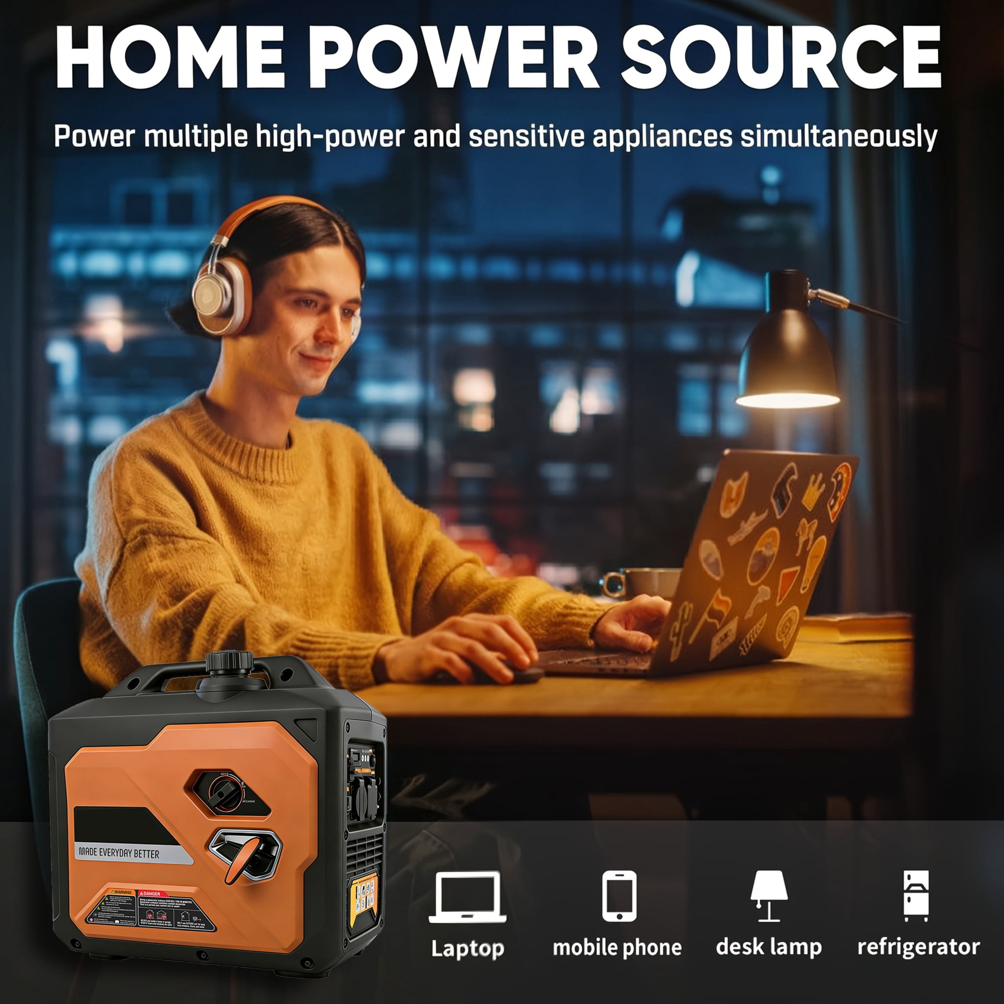 EchoNexus 2500W Lighweight Portable Power Station,Quiet Portable Inverter Generators for Home Use,Outdoor Camping,Emergencies,Rv And Home Essentials