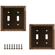 Sleeklighting 2 Pack Decorative Zinc Cast Bronze Outlet Covers | 2 Gang Toggle
