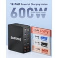 thumbnail image 2 of Estación de carga USB SAIPKYGS Cargador USB C de 600 W y 12 puertos, 2 of 6