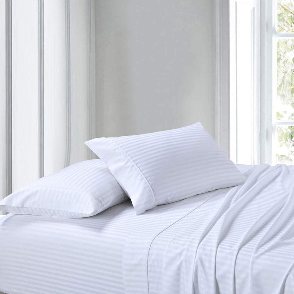 Top Sheet WHITE 500 TC 100% Egyptian Cotton Percale Double Bed Size Flat 