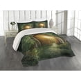 thumbnail image 2 of Ambesonne Green Quilted Coverlet 3 Pcs, Mystic Vivid Sun Beams, King Size, Green and Brown, 2 of 4