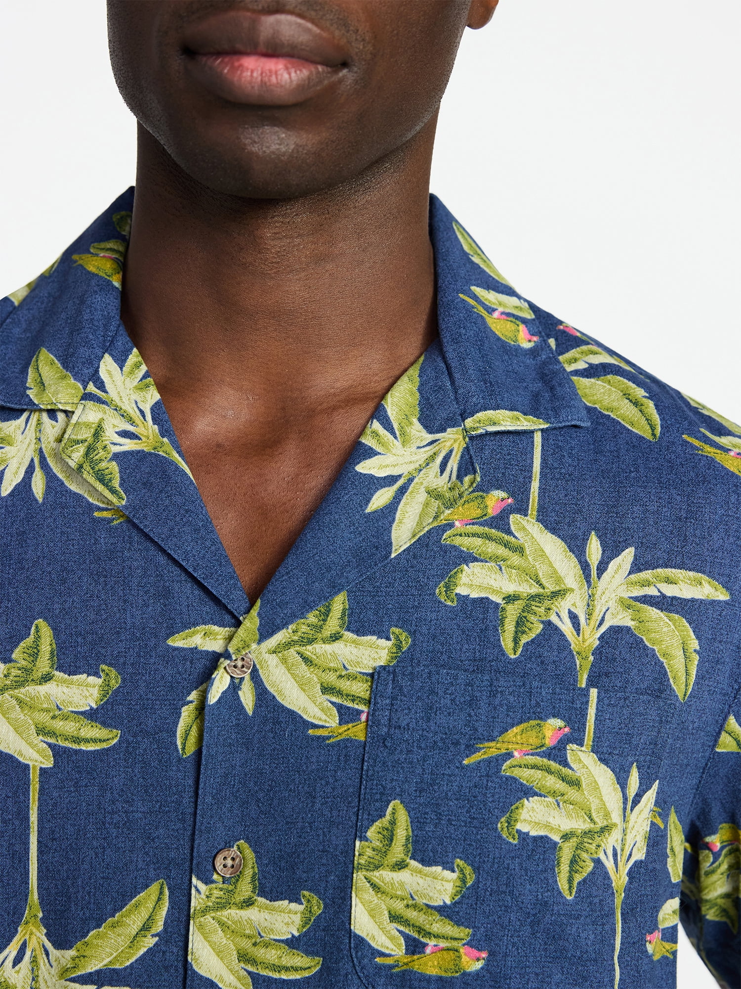 George Men's Relaxed Fit Linen Blend Camp Shirt with Short Sleeves, Sizes S-5XL, LT-3XLT