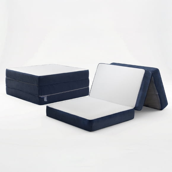 DR JOOHN Colchón Plegable Individual 10cm | 3 Secciones | Portátil, Cómodo y Práctico | Funda de Algodón-Poliéster con Cierre Removible | 190 x 100 x 10 cm