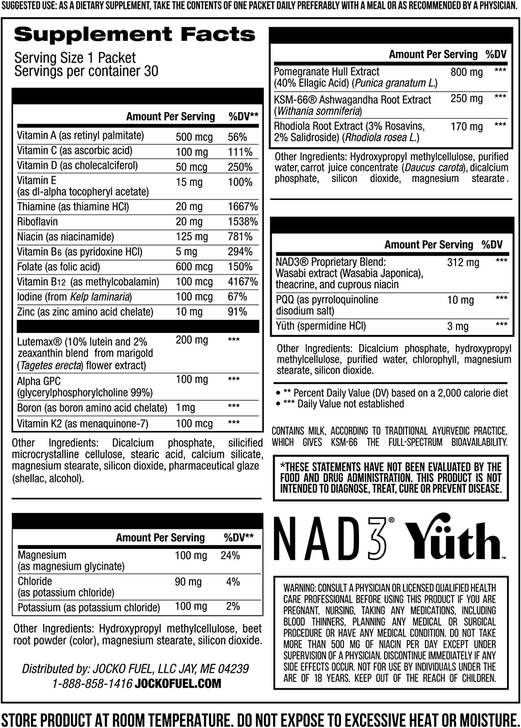 Jocko Fuel TIME WAR Multivitamin - Healthy Aging Supplement for Heart, Bone, & Eye, 30 Day Supply
