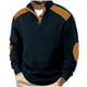 thumbnail image 1 of Kalauyu Mens Warm Sweatshirt Casual Textured Stand Collar Quarter Fall Metal Button Pullover Sweaters Long Sleeve with Pockets, 1 of 4