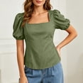 thumbnail image 5 of CHGBMOK Womens Summer Peplum Tops Sqaure Neck Ruffle Sleeve Blouses Fit Flowy Shirts Solid Casual Tees, 5 of 7