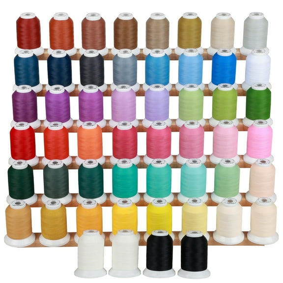 100% Frosted Matt Embroidery Machine Thread 52 Spools 40WT Each Spool 500M (550Y) Compatible with Brother Babylock Janome Singer Pfaff Bernina Embroidery Sewing Machine-Made by New brothread