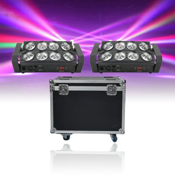 2Pcs LED 8x10W RGBW Moving Head Beam Light With 1 Flycase For Party Event Show DJ Wedding